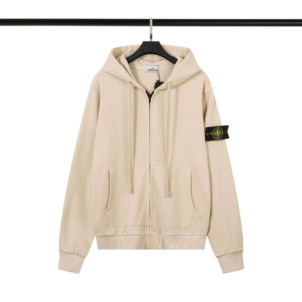 STON Basic Solid Color Compass Patch Fleece Hoodie Long Sleeve Pullover Sweatshirt for Men Women
