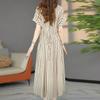 Summer Stripe Short Sleeve Dress: Stylish, Loose Fit, Slimming Long Skirt