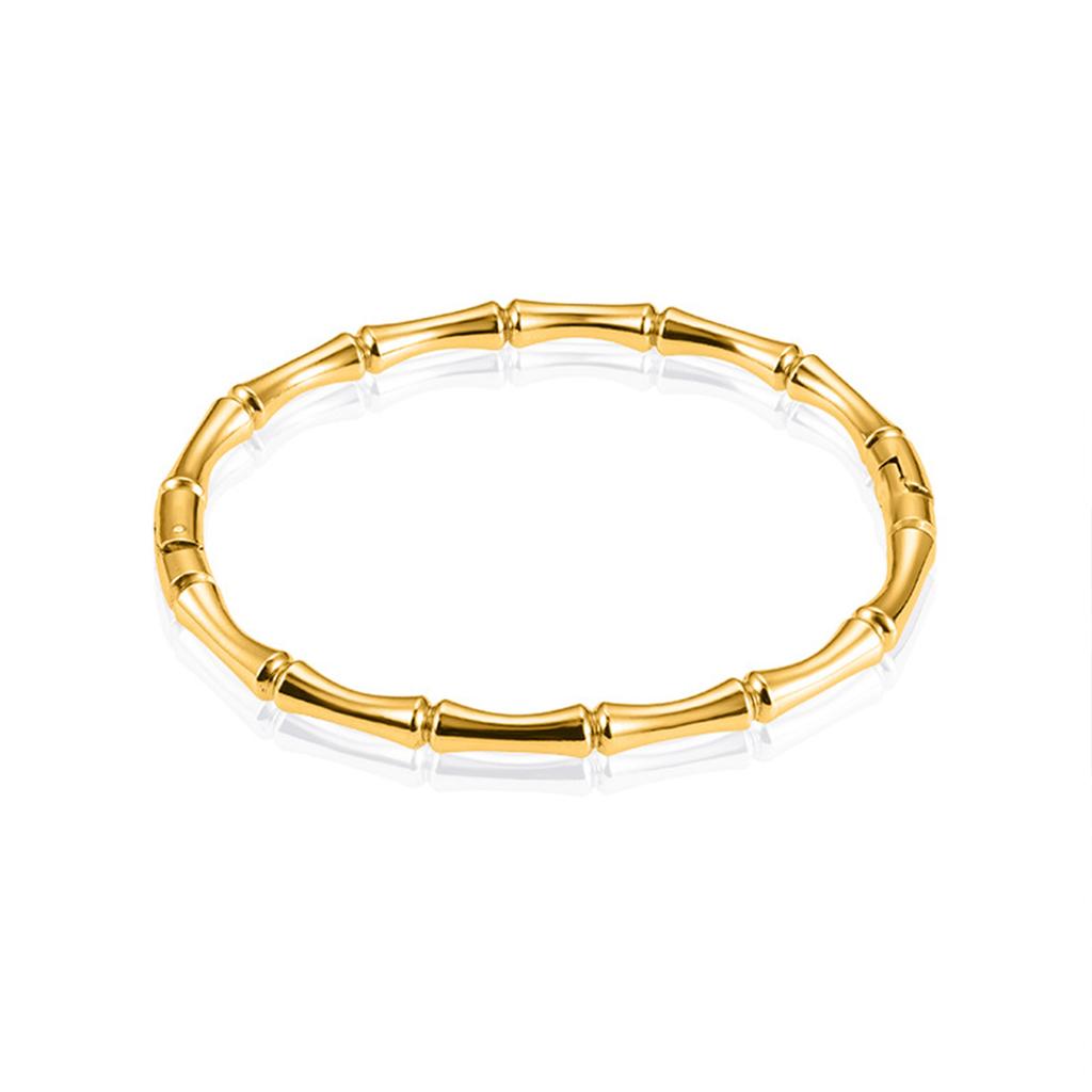 Gold Color Stainless Steel Bamboo Cuff Bracelets for Women Luxury Wedding Jewelry Female Bangles Gift