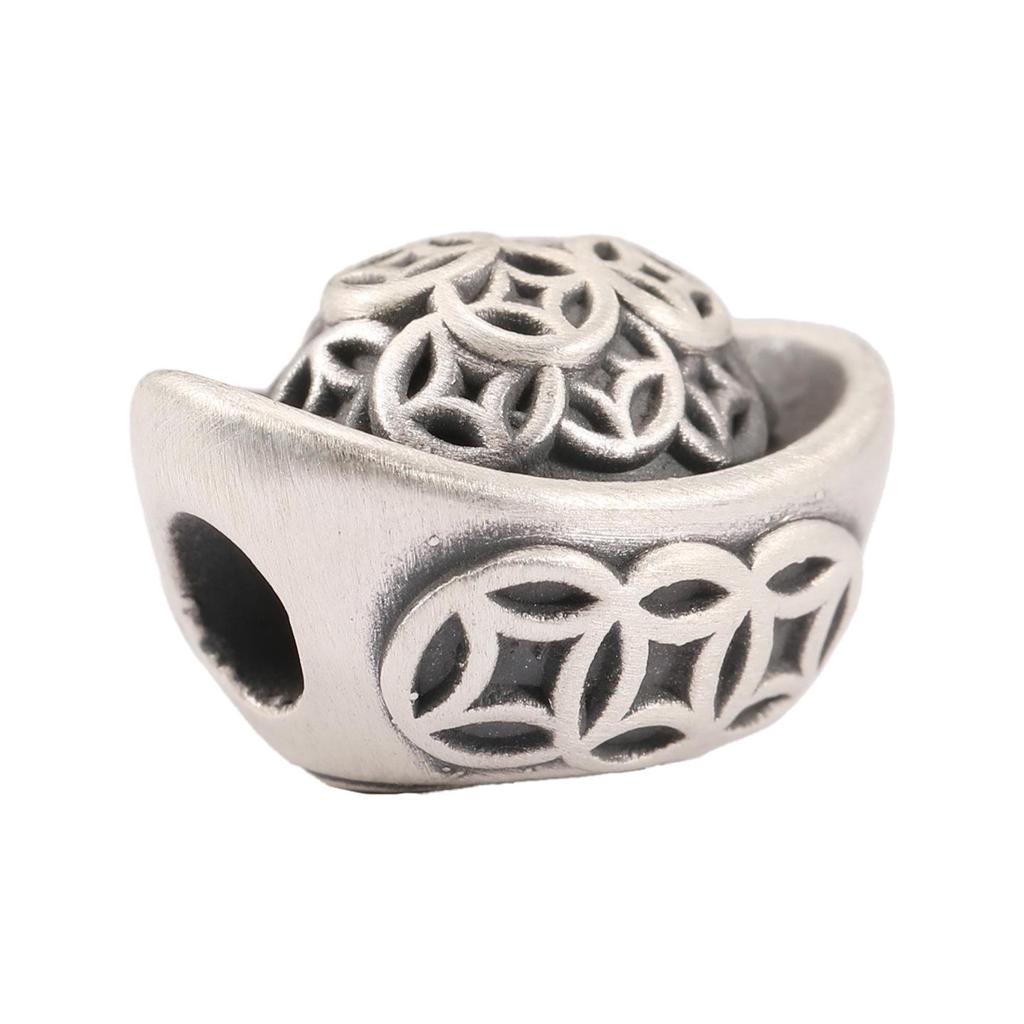 Sterling Silver S999 Wealth Copper Coin Beads: DIY Spacer Beads for Red String 3D Bracelet Jewelry