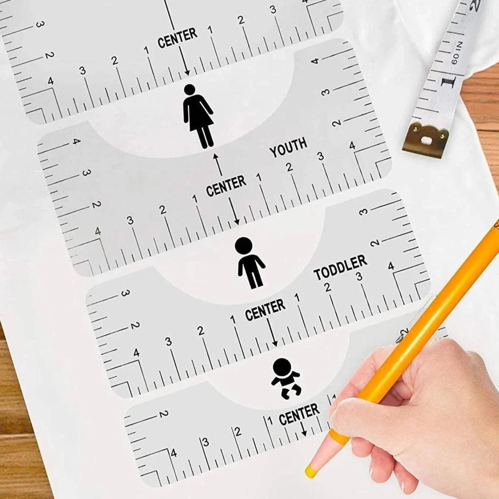 4pcs-T-shirt Alignment Tool Guide Ruler Round Neck Calibration Sewing Scalar Ruler