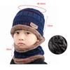 Jesienno-zimowa wełniana czapka zestaw szalików chłopięca gruba ciepła czapka z dzianiny dzieci aksamitna czapka typu beanie z czaszkami kominiarka dziecięca czapka czapka narciarska