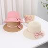 Kids Summer Wide Brim Floppy Straw Hat and Bag Set Beach Sun Visor Cap Cute Bow Baby Birthday Gift for Girls Fisherman Hats