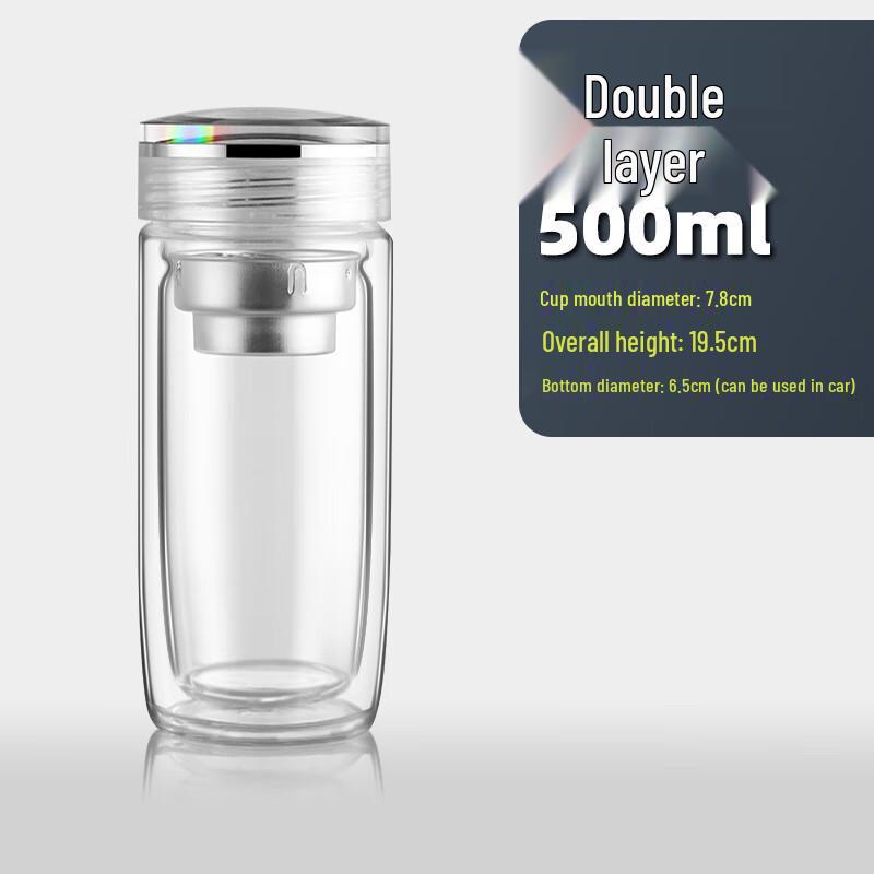 MINGHUI 500ml Crystal Double Wall Glass Tea Mug