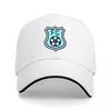 FC Shield Logo Baseball Cap Black Light Blue Embroidered Crest Soccer Ball Design Adjustable Fit Hat for Fans Casual Wear