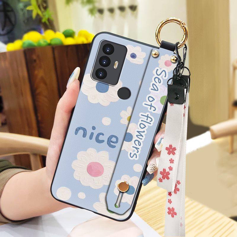 Ring Wrist Strap Phone Case For TCL 30SE/30E/306/305/Sharp Aquos V6/V6 Plus Fashion Design Wristband Waterproof Silicone