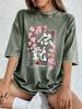 Tokyo Legend Cherry Branch Prints Washed TShirts Womens Cotton Oversized Tops ONeck Short Sleeve T Shirt Summer Women Clothes