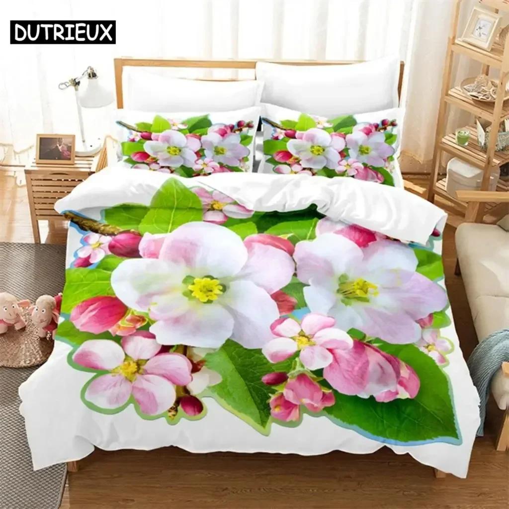 Green Leaf Flower Bedding Set For Bedroom Soft Modern Bedspreads Comefortable Kids Duvet Cover Quilt Cover And Pillowcase