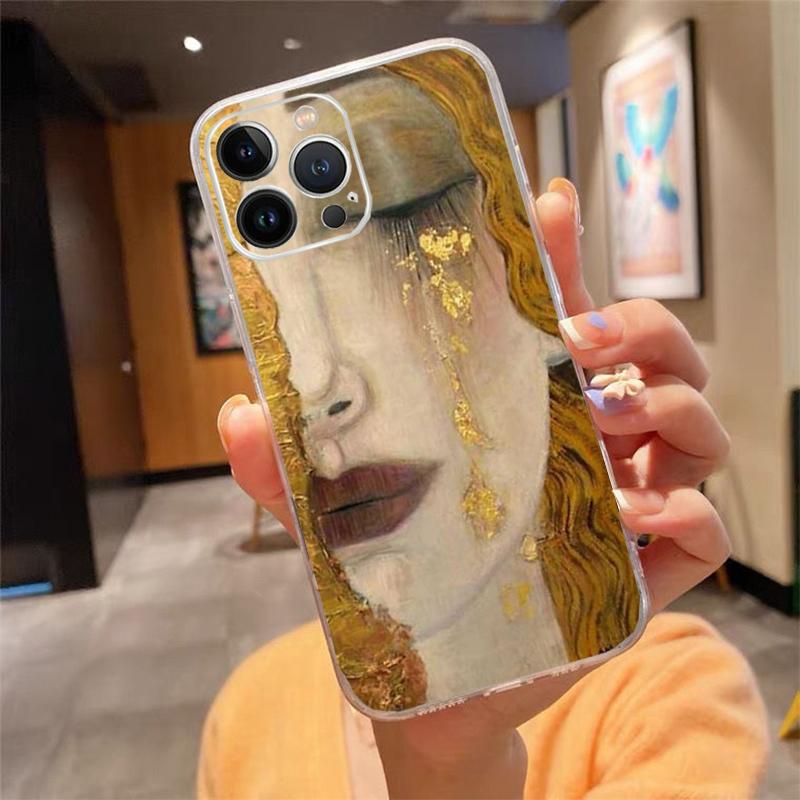 

Чехол для телефона Для iphone 17 Pro Max Air 16 15 14 13 Pro Max 15 16 Pro 15Plus Поцелуй Густав Климт Золотые слезы iphone 14Pro