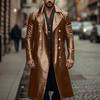 European and American large-size long leather trench coat men's double-breasted leather coat COS German military uniform medieval clothing leat