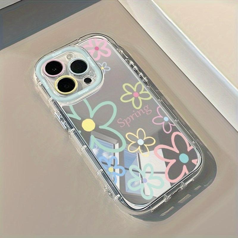 Colorful flower mirror phone case suitable for iPhone 17 16 15 14 13 12 11 Pro/Max/Plus anti drop and shockproof back cover