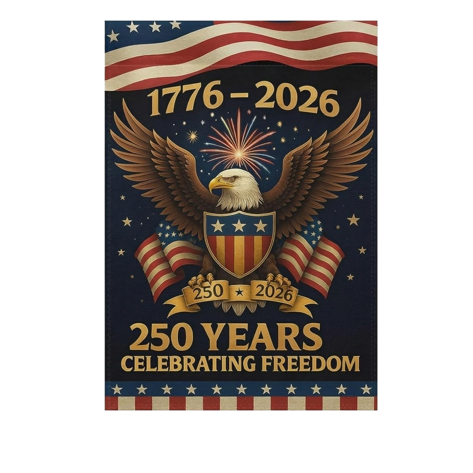 The People 1776-2026 Flag Memorial Day Patriotic 250th Birthday 250 Years United States Indoor Garden Decoration (250 YEARS) синий