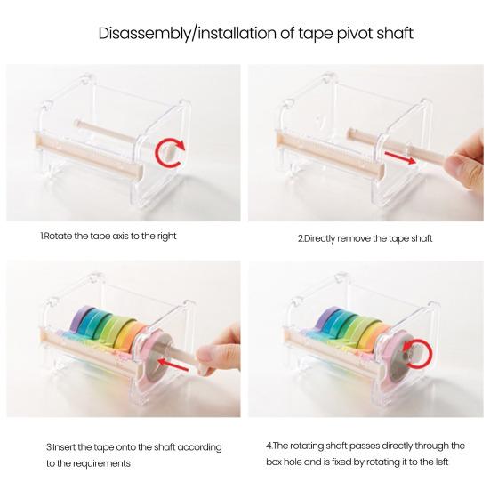 Washi Tape Dispenser with Cutter Desktop Multi Washi Tape Roll Holder Transparent Masking Tape Organizer for Office Home School