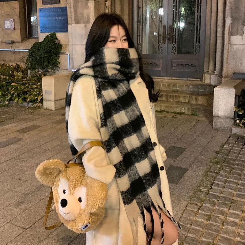 Women's Winter Imitation Cashmere Scarf - White Mohair Shawl Neck Warmer