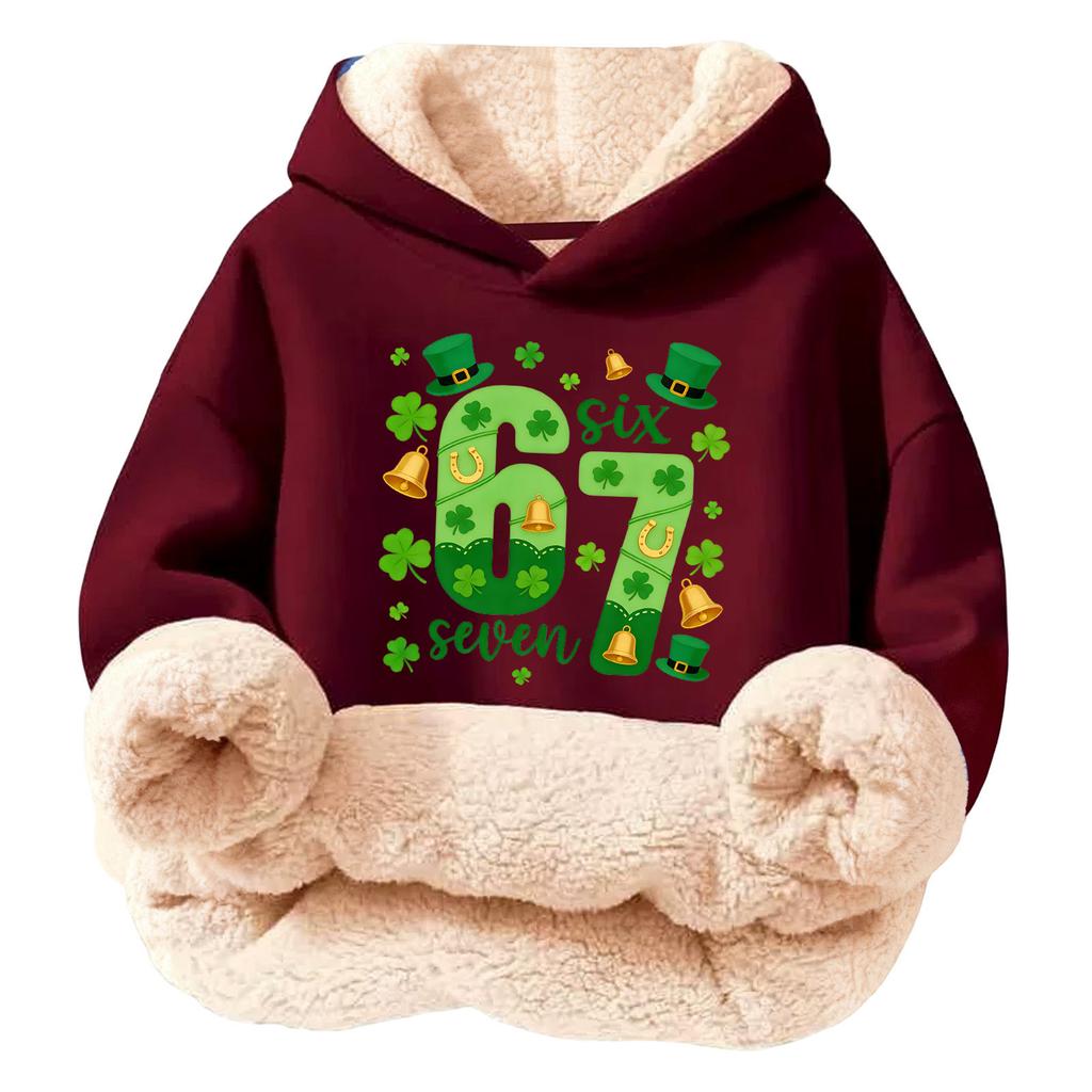 Children's Fashionable Printing Casual Fleece Hooded Loose Fit Hoodie Without Pockets