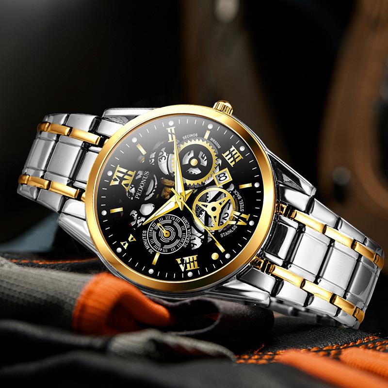 Versatile Automatic Quartz Luminous Waterproof Roman Hollow Men's Watch