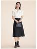 Women's Professional Short Sleeve V-Neck Satin Blouse - Iron-Free, Wrinkle-Resistant, Blue.