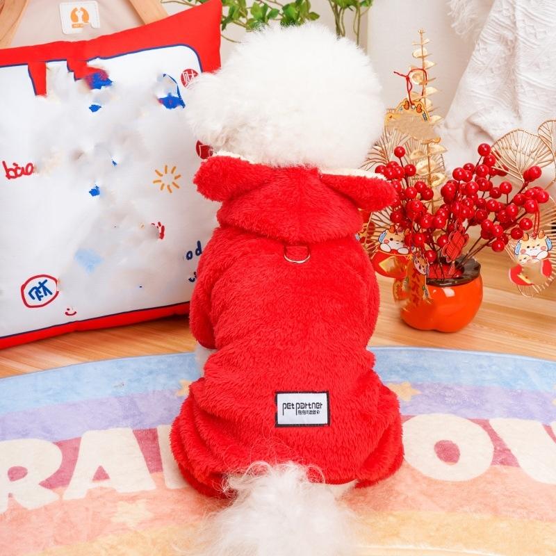

Одежда для кошек и собак Одежда для домашних животных Осенняя и зимняя одежда Arctic Plush для четвероногих собак Одежда для маленьких собак Bichon Teddy S красный