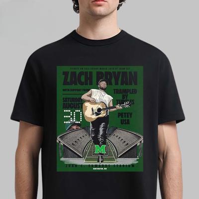 Nowa Sprzedaż  Zach Bryan Na Żywo Na Stadionie Notre Dame 6 Września 2025 Logo Fighting Irish Zielony T-Shirt