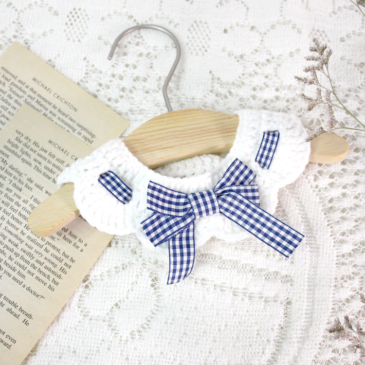 [KIMnyang_deng] Niebieska wstążka w kratkę, kot, szczeniak, dzianinowy peleryna