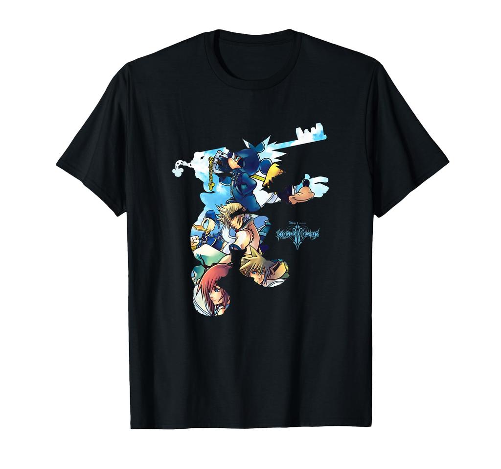 Disney Kingdom Hearts Heroes Group Shot Sora Silhouette Phil T-Shirt