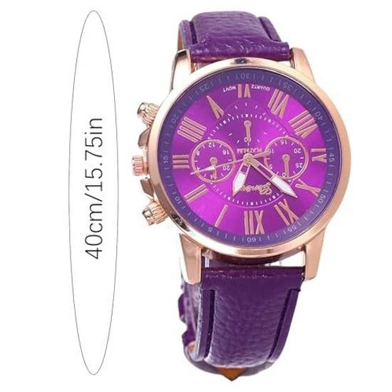 JUJUGEN Chronograph Round Design Analog Watch Fake Leather Belt Fashion Accessory Formal Casual Business Men Women Unisex
