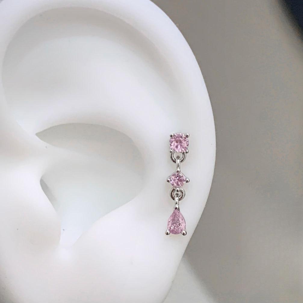 Star Chain Small Zircon Hoop Earrings for Women Stainless Steel Ear Bone Nail Earring New Trendy Body Piercing Accessorie