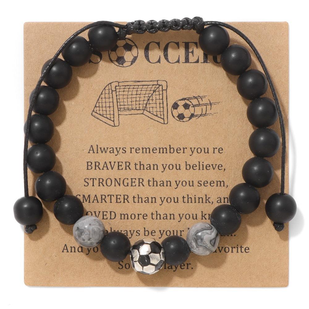 JYL TS Bracelet Football Men s  Braided Sports Style Boosts Passion & Bond Frosted black3+map-woven закат