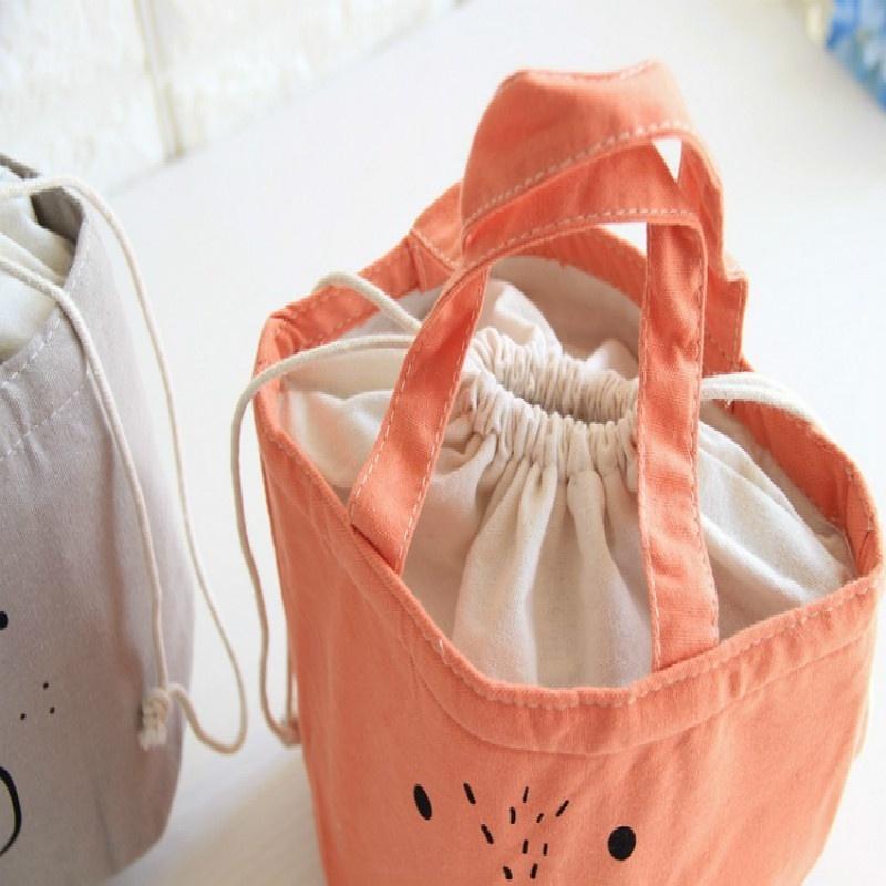 2018 cloth expression insulated lunch box bag ice packs Nordic style cotton cooler bag cartoon porta