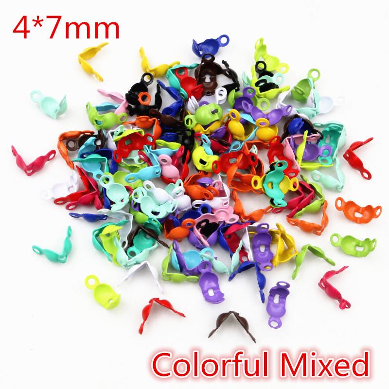 200pcs Connector Clasp Fitting 4*7mm Ball Chain Calotte End Crimps Beads Connector Components For DIY Jewelry Making Supplies