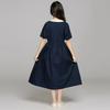 Summer Kids Student Waisted Party Dresses Child Clothes Teens Girls Daily Wear Button 4-12 Year