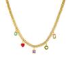 Gold Cuban Link Colorful Gem Charm Necklace – Boho Rainbow Jewelry, Joy Energy Gift for Women