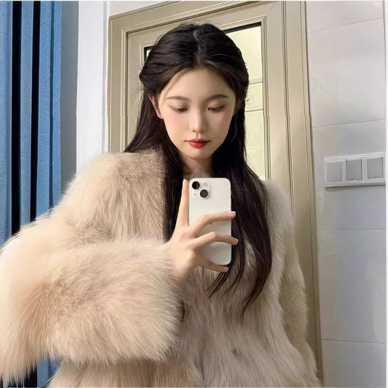 Imitation mink fleece jacket women's autumn and winter clothing, imitation fox fur, cotton-padded thickened short long hair