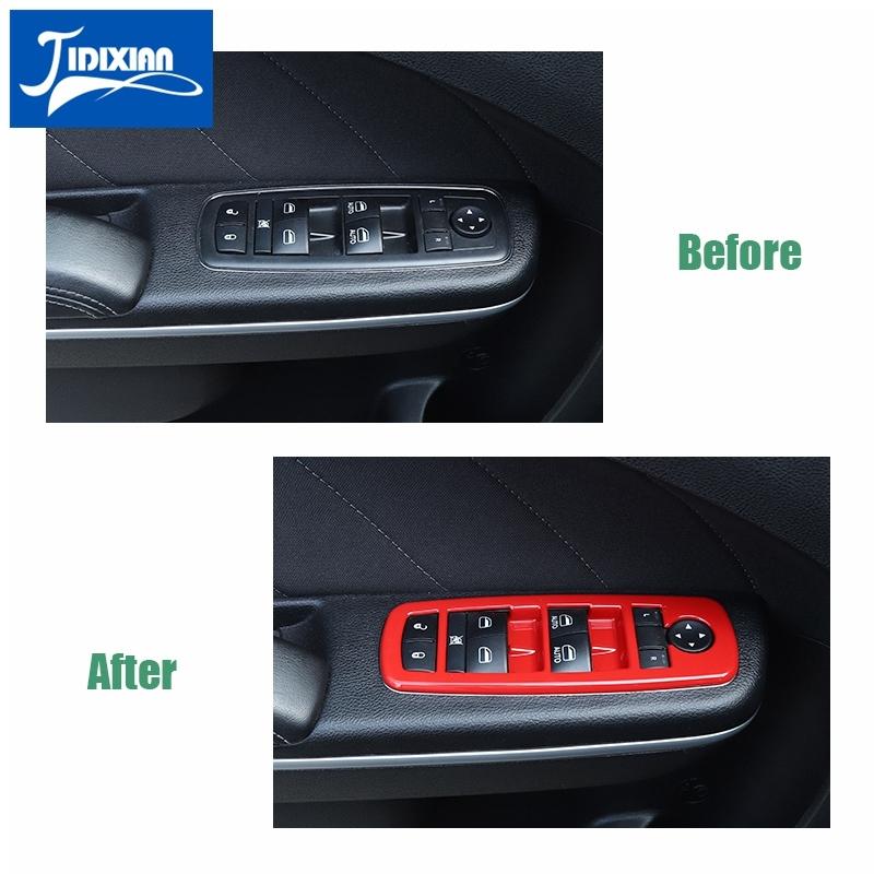 Car Inner Window Lift Switch Button Panel Decoration Cover Stickers for Dodge Charger Durango 2011-2022 for Dodge RAM