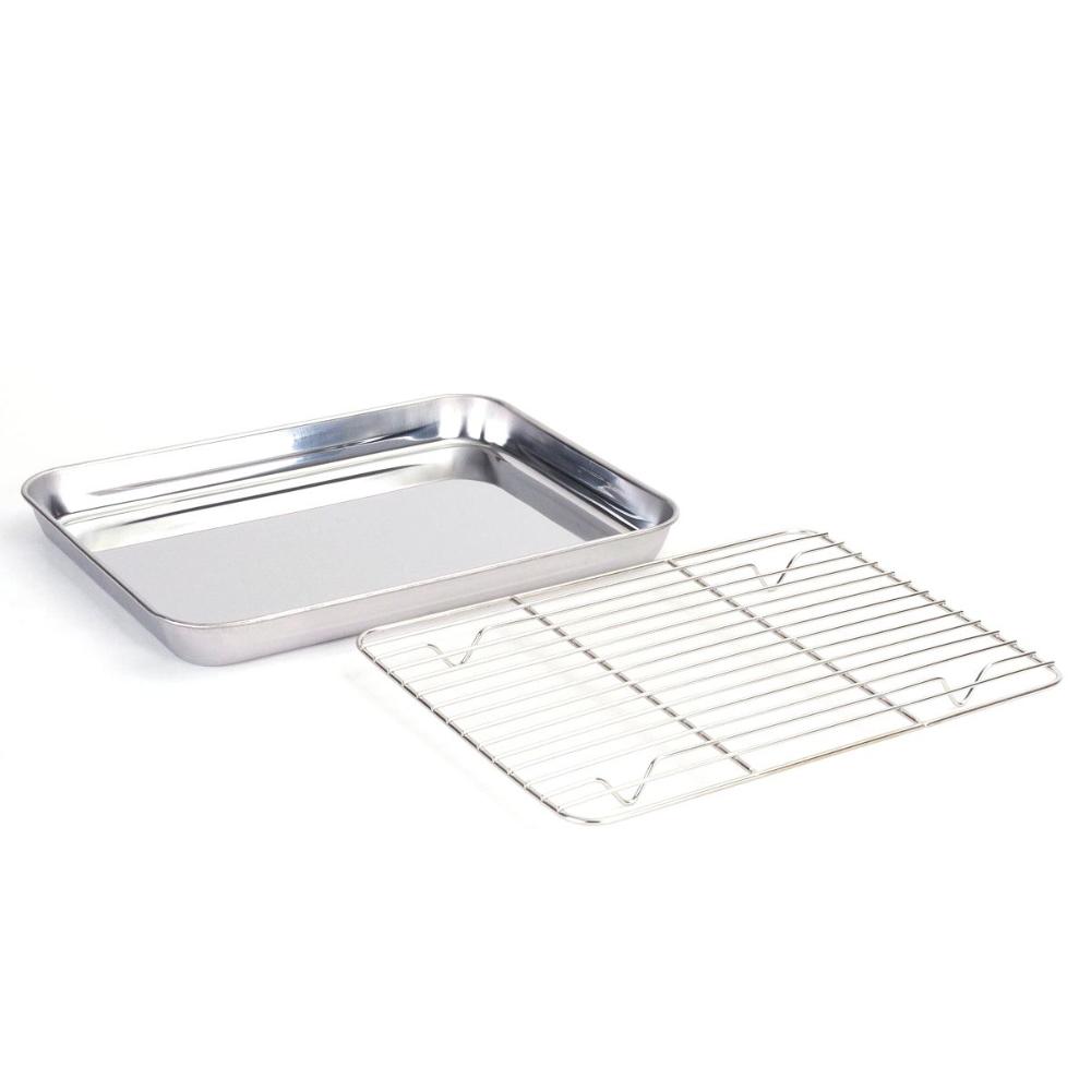 Steel Kitchen Grill Draining Oil Barbecue Sheet Cooling Grid Rack Baking Tray Pan BBQ Plate