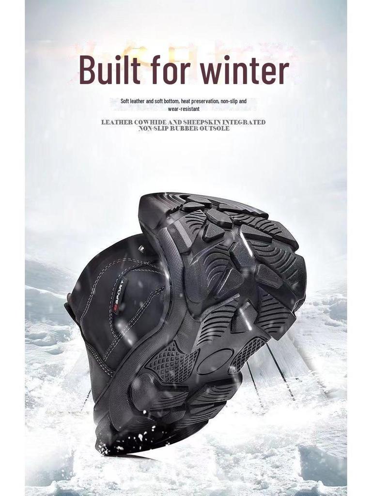 Men's Winter Cotton Martin Boots - Warm, Wear-Resistant, Versatile, Thick-Soled Velvet Snow Boots for Sports and Leisure