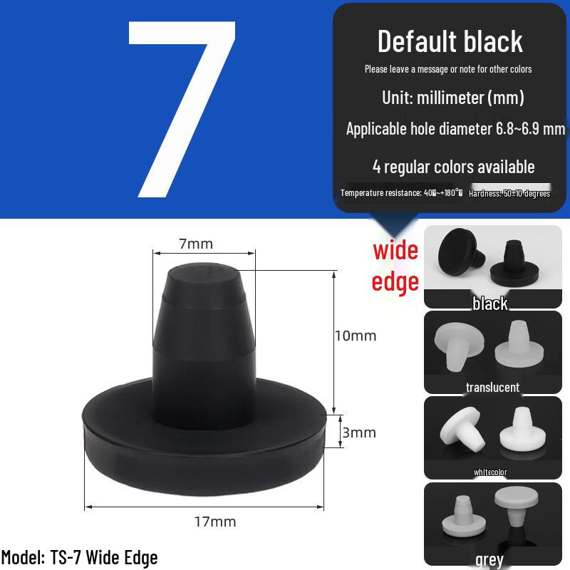 Black High-Temperature Resistant T-Shaped Silicone Stopper - Round Hole Rubber Gasket & Shock-Absorbing Blind Plug