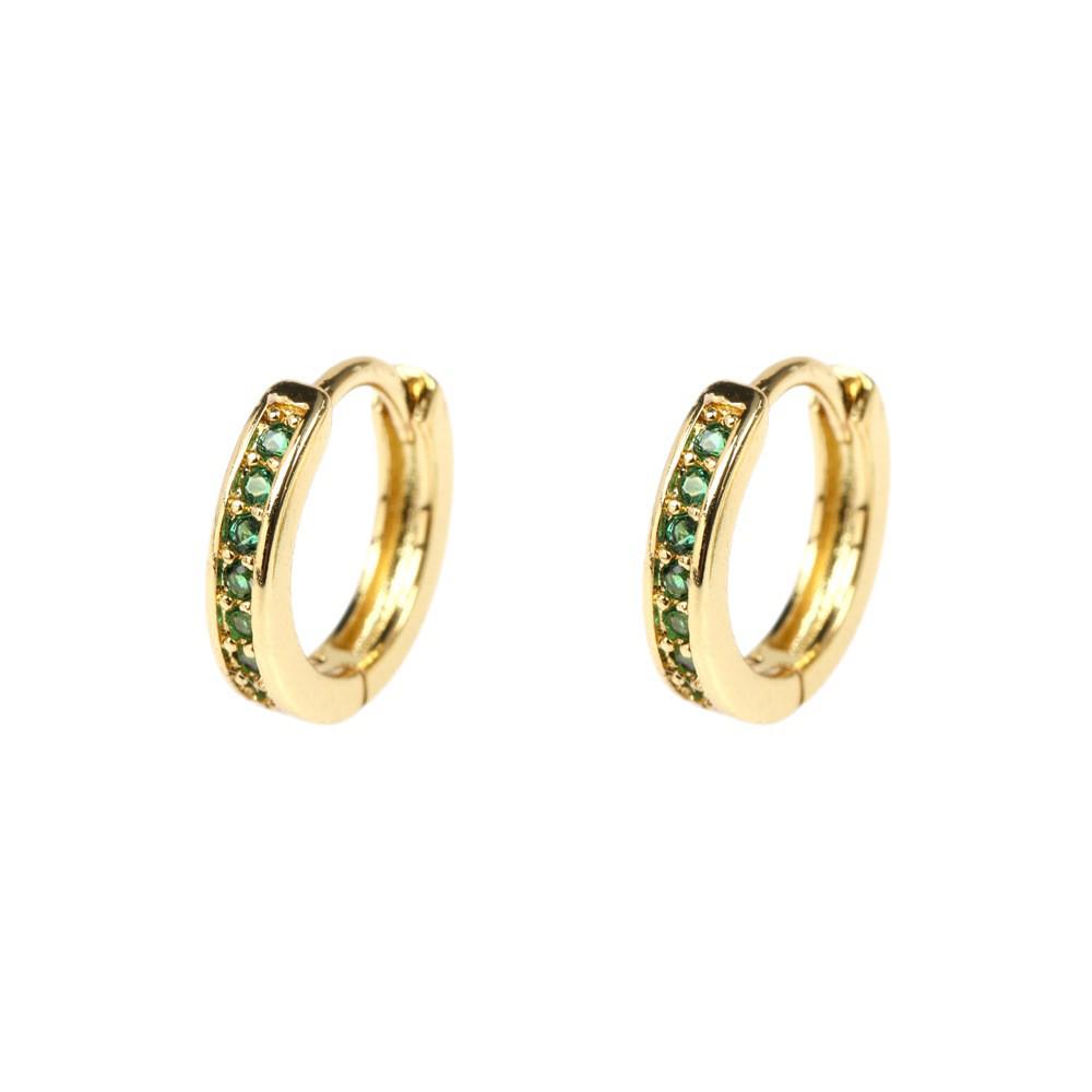 18K Gold Plated Copper Circle Earrings with Micro-set Colored Zircon