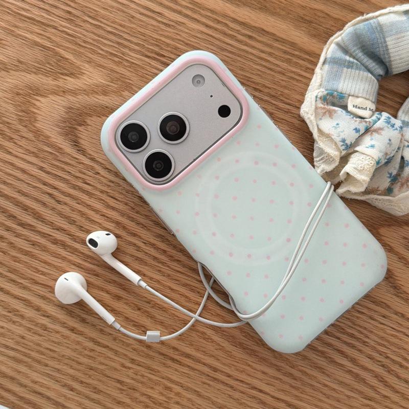 Polka Dot Magnetic Phone Case for Apple: Compatible with 15pro, 16pro, 14, 17promax