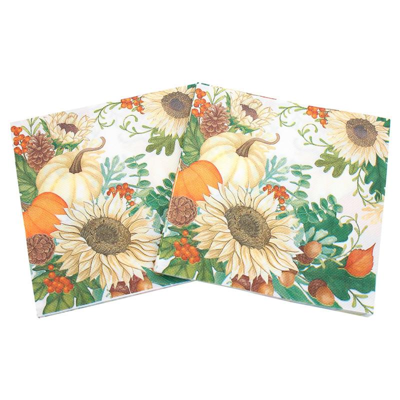 20Pcs/pack Thanksgiving Pumpkin Tissue Two Layer Printed Handkerchief Party Decoration Table Dinner Paper