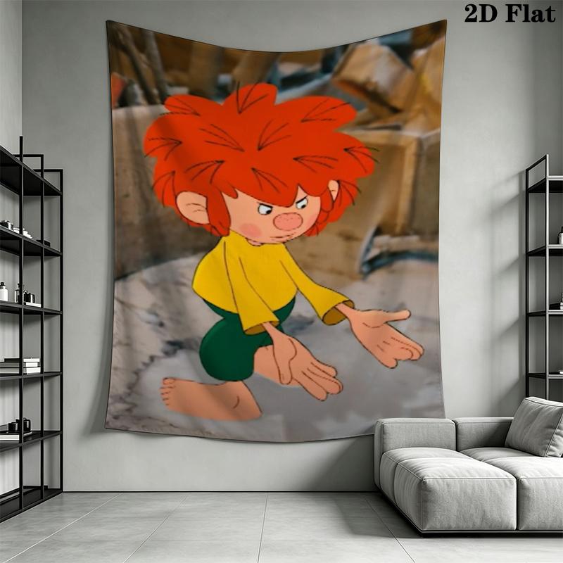 Meister Eder Und Sein Pumuckl Wall Tapestry Aesthetic Wall Hanging Printed Fabric Blanket Decorative Tapestries for Bedroom Living Room Home Decor