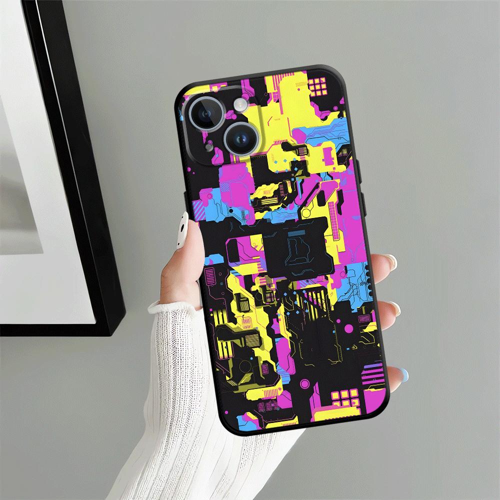 Case for iPhone XS Max 7 8 13 12 11 17 Pro Max 15 16 14 Plus 17Air XR Black Soft Phone Cover Creative Graffiti Art