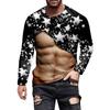 Men Christmas Muscle Men Fun T-Shirt Fashion 3d Printed Round Neck Long Sleeve Street Personality Breathable Plus Size Pullover