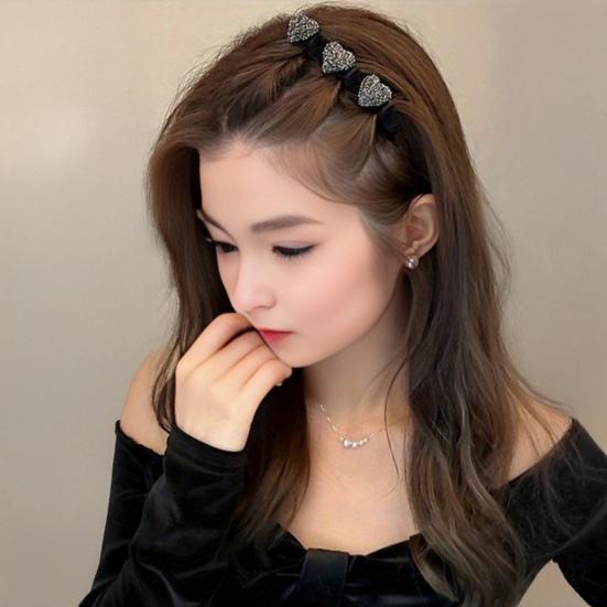 2/6Pcs Braided Hair Clips Sparkling Rhinestone Heart Decor Hair Pins Girl Faux Crystal Stone Braided Hair Accessories