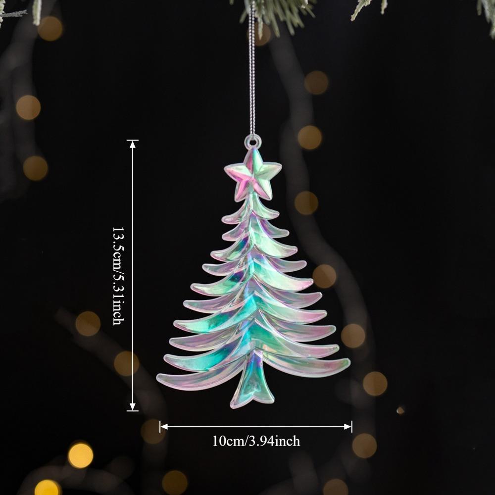 Acrylic Christmas Crystal Pendants Transparent Crystal Clear Xmas Tree Ornament Snowflake Design Glitter Hanging Ornaments