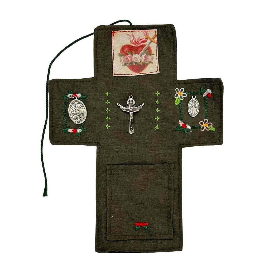 2/1PCS Portable Blessings Shrine With Cross Inside Prayer Quilt Handmade Sew Colorful Quilts Remembrance Christian Prayer Gifts