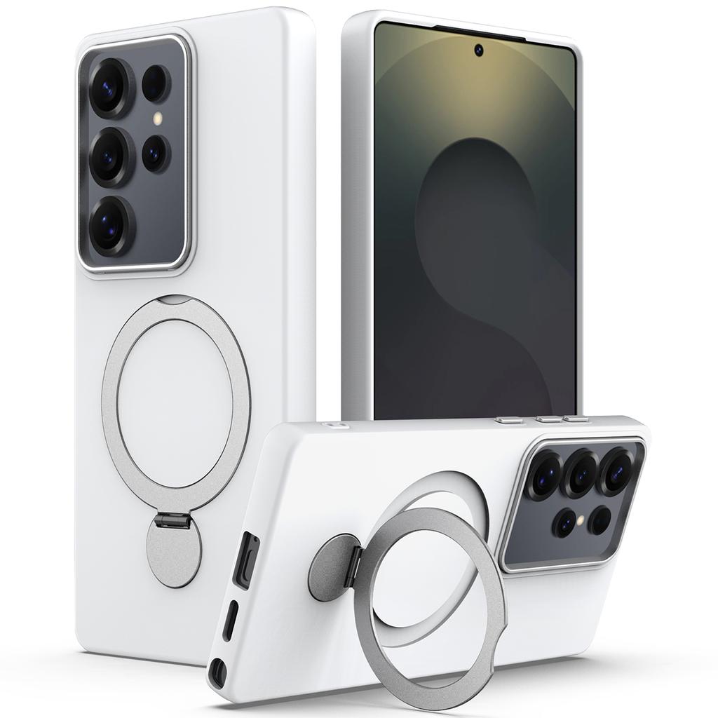 For Samsung Galaxy S25 Ultra Magnetic Case Rotating Ring Kickstand TPU + PC Back Cover