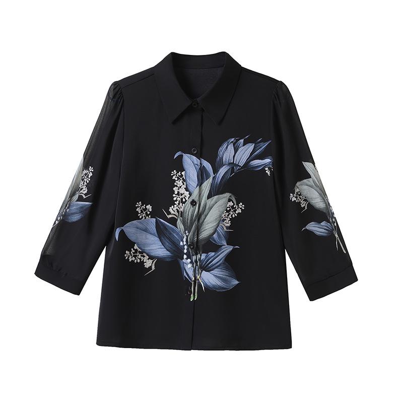 Elegant Chinese-Style Seven-Sleeve Women's Summer Top – New Arrival, Waist-Cinched, Stylish for Mother's Wardrobe