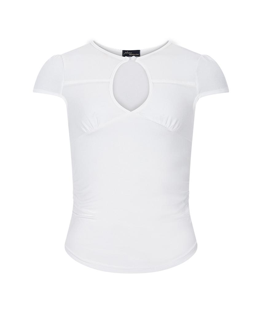 Peullijeunopallou Bomi Shirring Short Sleeve Top (White)