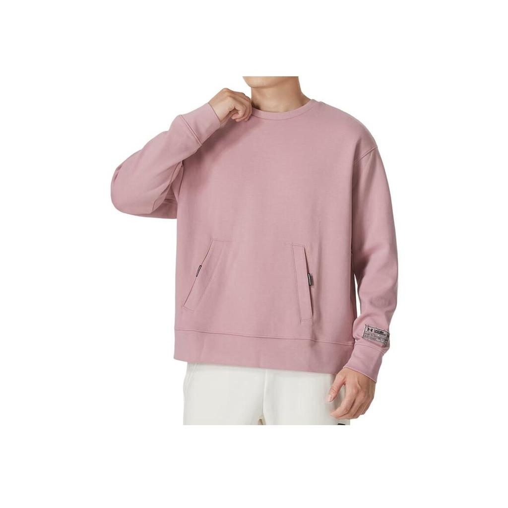 Under Armour Solid Knit Crew Neck Casual Sports Sweatshirt Men Sweatshirt Pink 1377172-697